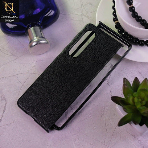 Samsung Galaxy Z Fold 3 5G Cover - Black - Luxury PU Leather Texture Hard Case