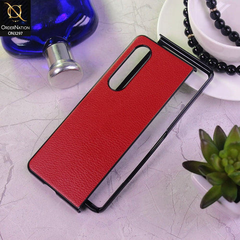 Samsung Galaxy Z Fold 3 5G Cover - Red - Luxury PU Leather Texture Hard Case