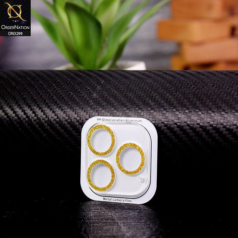 iPhone 13 Pro Max Camera Protector - Golden - Elegant Diamond Glitter Camera Lens Protector