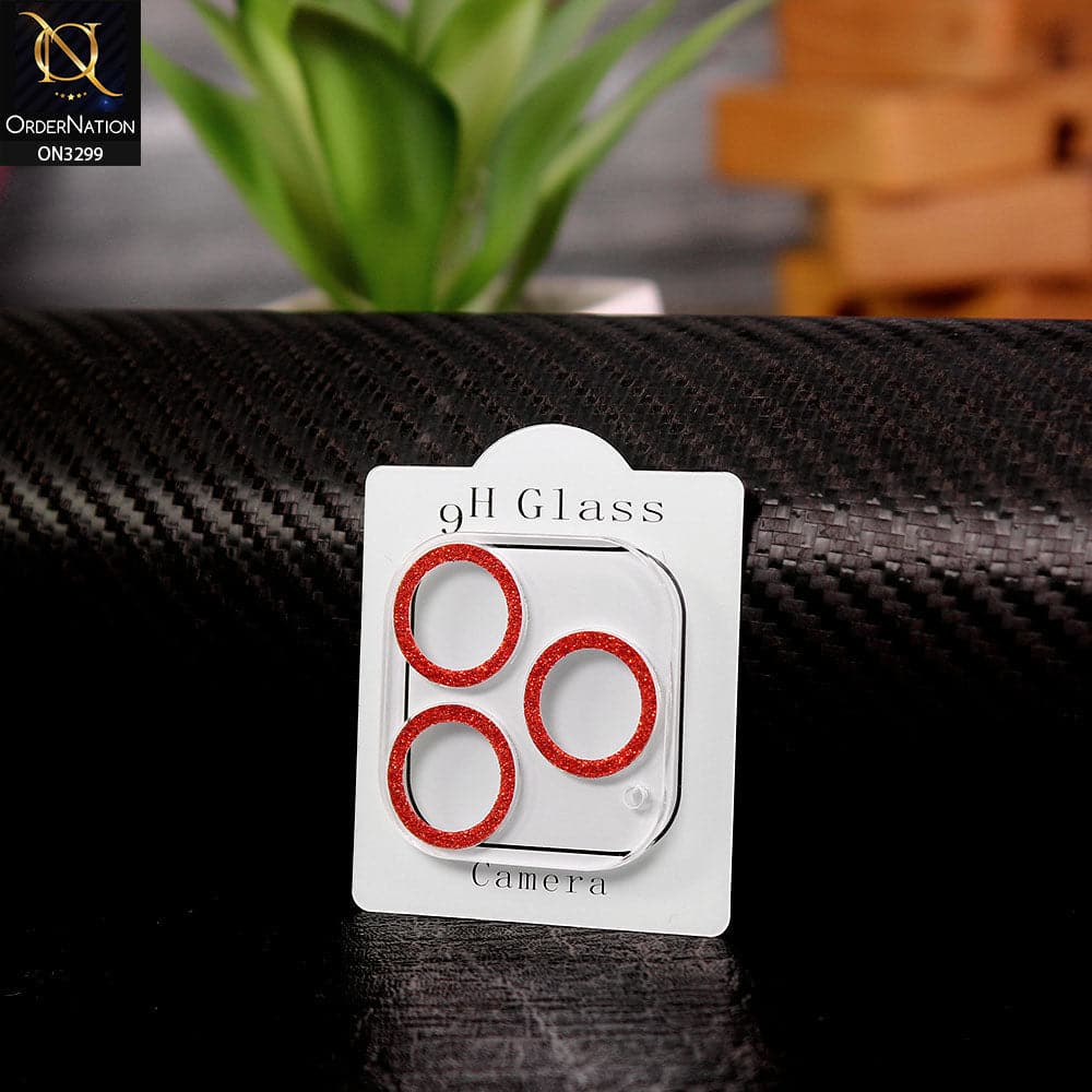 iPhone 13 Pro Max Camera Protector - Red - Elegant Diamond Glitter Camera Lens Protector