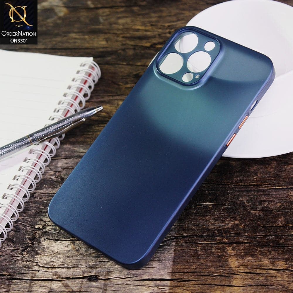 iPhone 12 Pro Max Cover - Blue - Ultra Thin Colored Semi-Transparent Paper Shell Case
