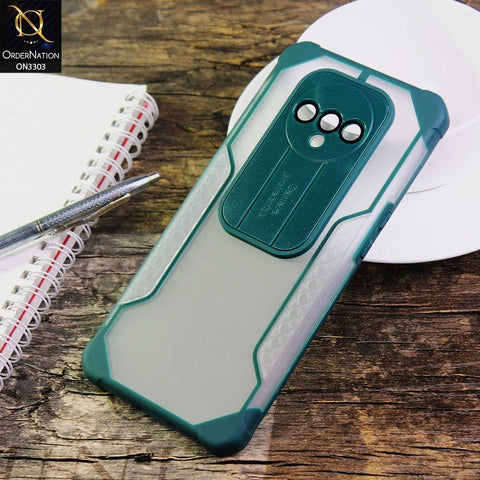 OnePlus 7T Cover - Green - Shockproof Hybrid Style Soft Borders Semi Hard Semi Transparent Tempered Camera Lens Protection Case