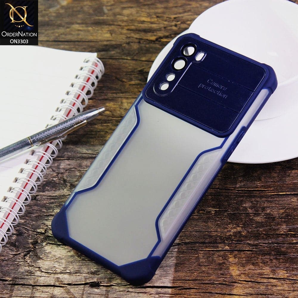 OnePlus Nord McLaren Cover - Blue - Shockproof Hybrid Style Soft Borders Semi Hard Semi Transparent Tempered Camera Lens Protection Case