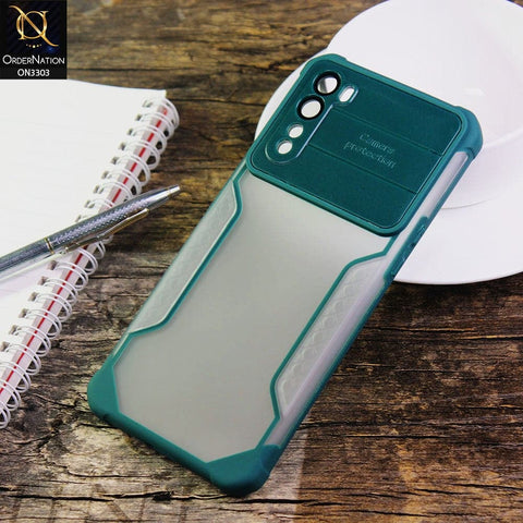 OnePlus Nord Cover - Green - Shockproof Hybrid Style Soft Borders Semi Hard Semi Transparent Tempered Camera Lens Protection Case