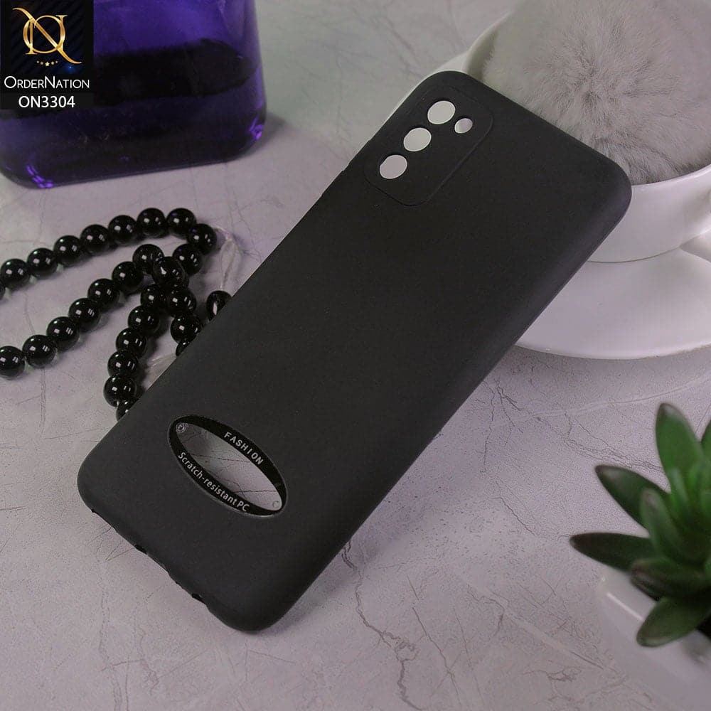Samsung Galaxy M02s Cover - Black - Fashion PLain Soft Silicone Camera Protection Case