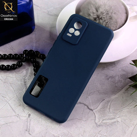 Vivo V21e Cover - Blue - Fashion PLain Soft Silicone Camera Protection Case