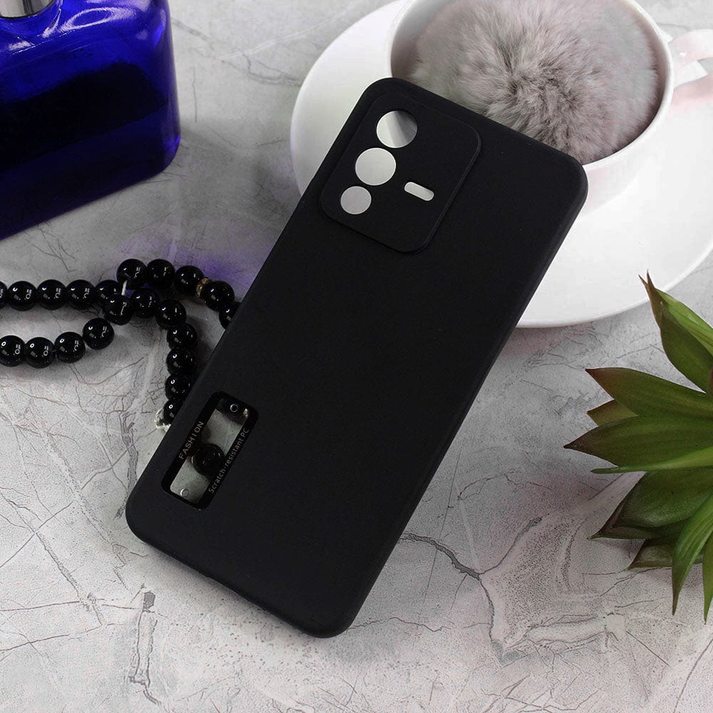 Vivo V23 5G Cover - Black - Fashion PLain Soft Silicone Camera Protection Case