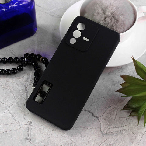 Vivo V23 5G Cover - Black - Fashion PLain Soft Silicone Camera Protection Case