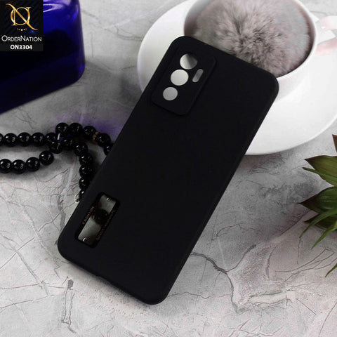 Vivo V23e Cover - Black - Fashion PLain Soft Silicone Camera Protection Case