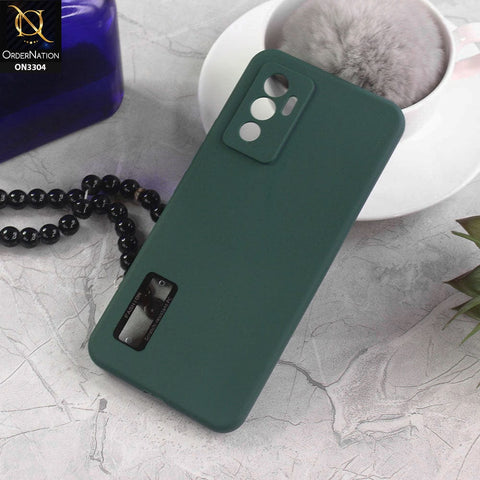 Vivo V23e Cover - Green - Fashion PLain Soft Silicone Camera Protection Case