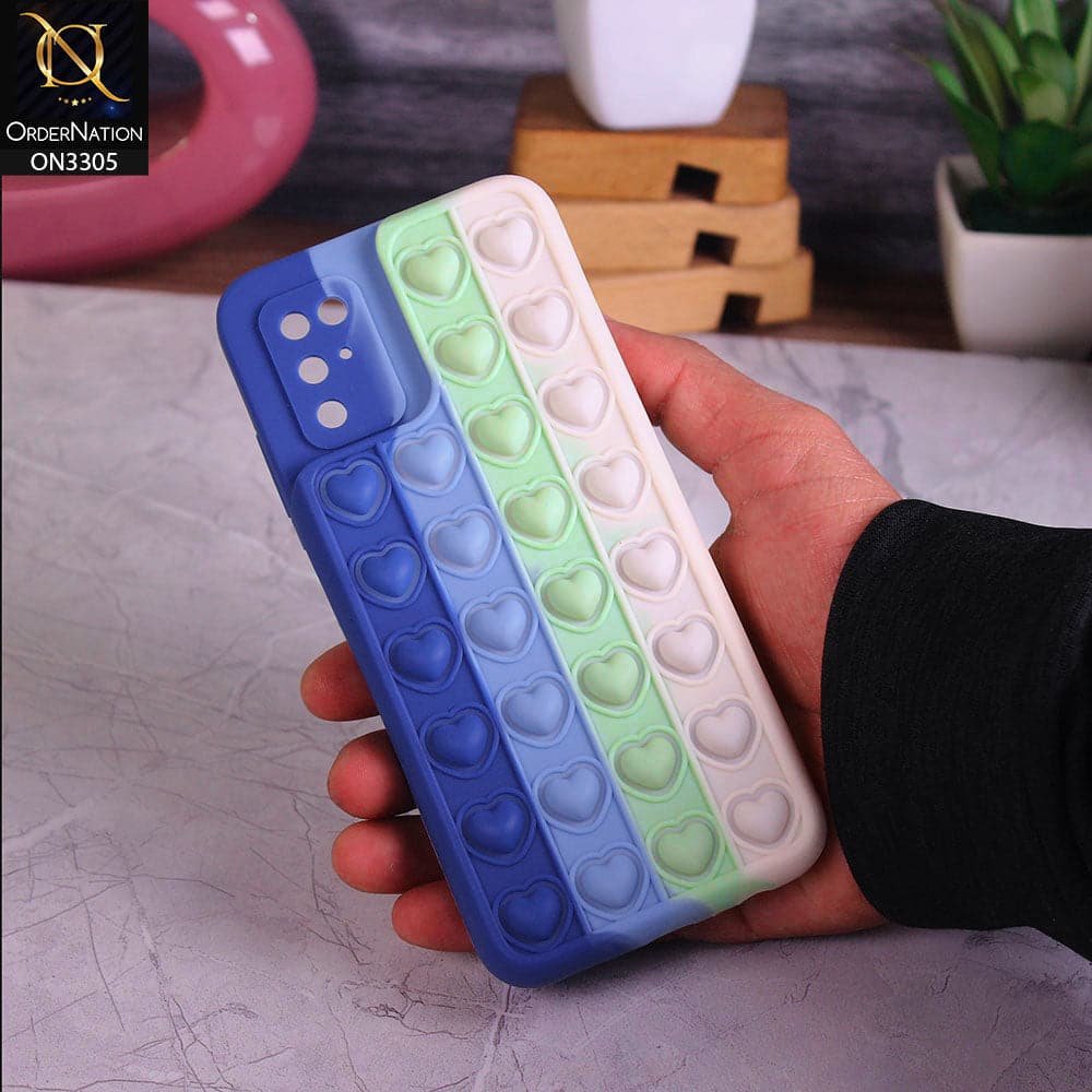 Samsung Galaxy A03s Cover - Blue - Trendy Fidget Stress Relief Heart Shape Camera Protection Soft Case