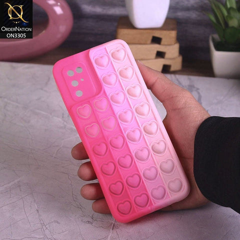 Samsung Galaxy A02s Cover - Dark Pink - Trendy Fidget Stress Relief Heart Shape Camera Protection Soft Case
