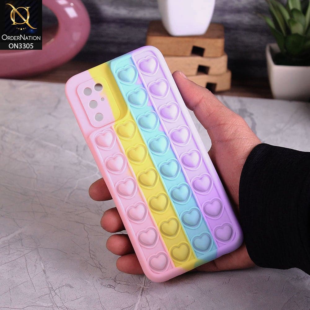 Samsung Galaxy A02s Cover - Pink - Trendy Fidget Stress Relief Heart Shape Camera Protection Soft Case