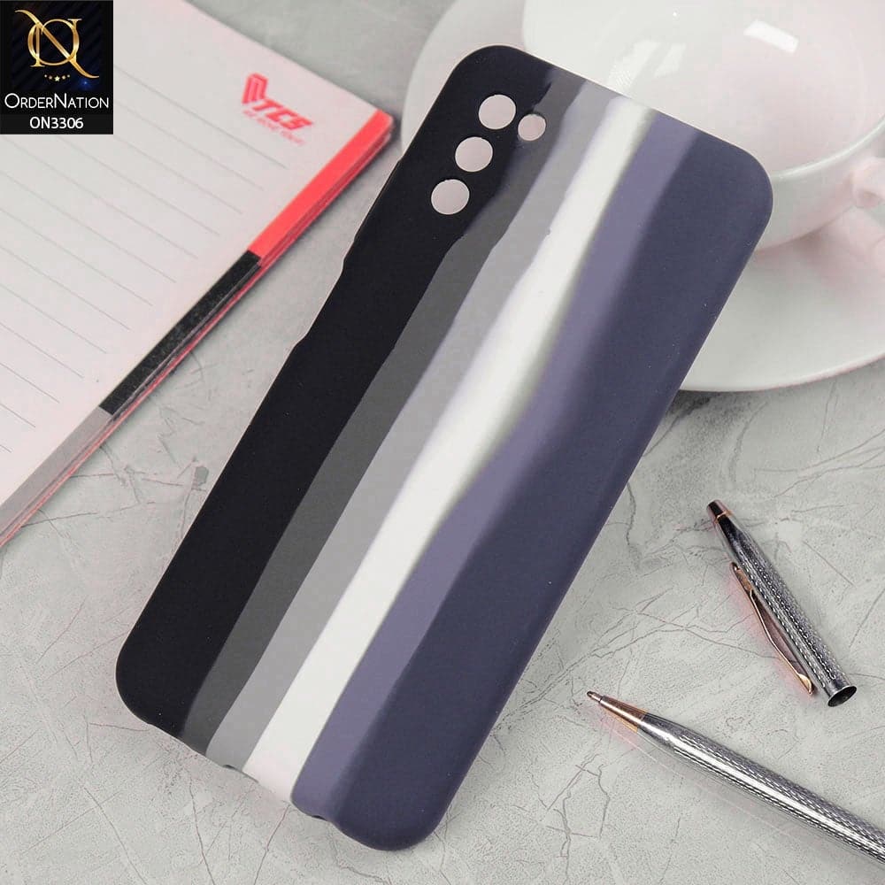 Samsung Galaxy A02s Cover - Black - New Silky Soft Silicone Rainbow Series Case with Camera Protection