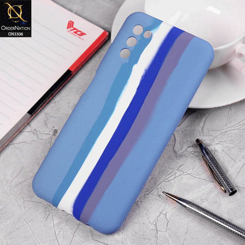 Samsung Galaxy M02s Cover - Blue - New Silky Soft Silicone Rainbow Series Case with Camera Protection