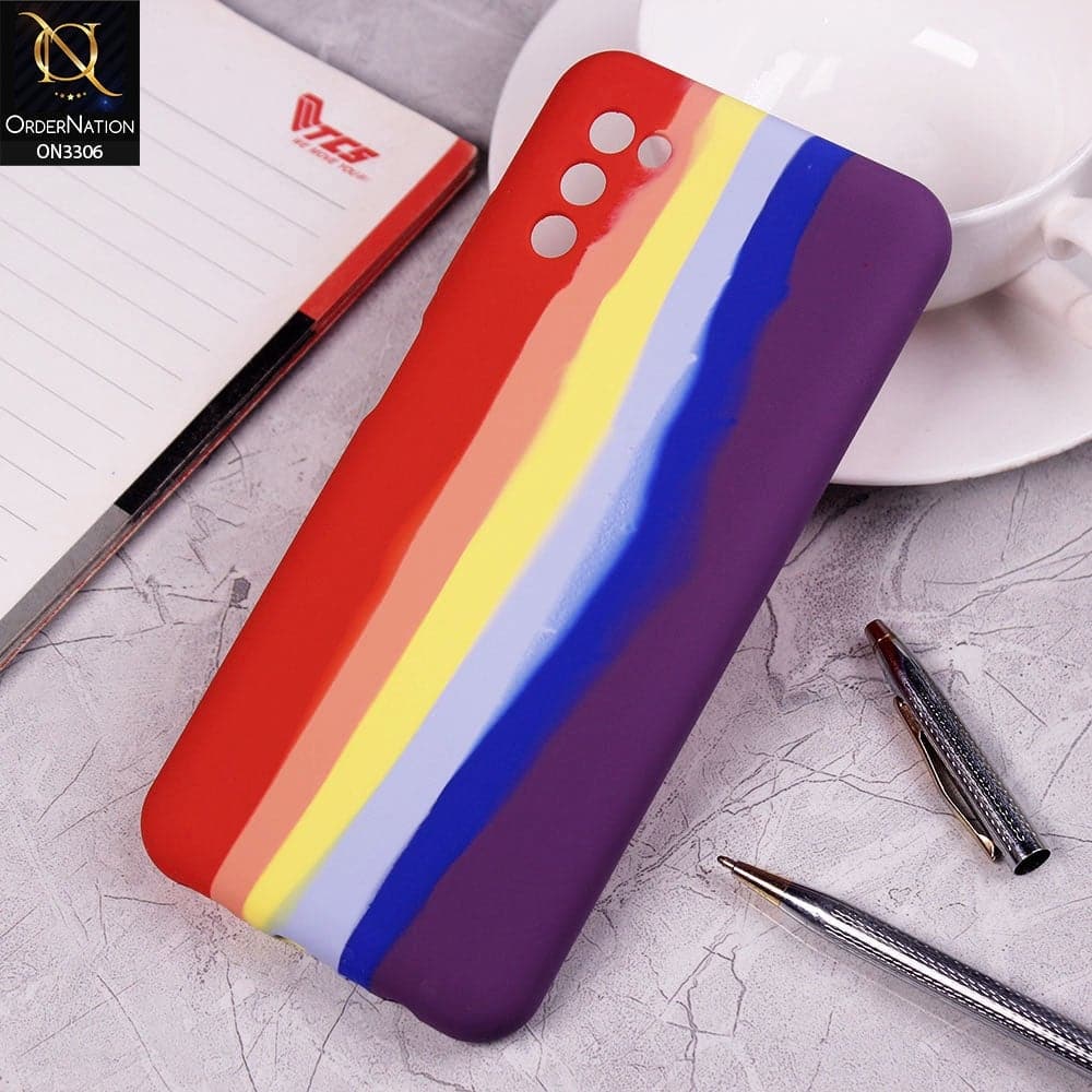 Samsung Galaxy A02s Cover - Red - New Silky Soft Silicone Rainbow Series Case with Camera Protection