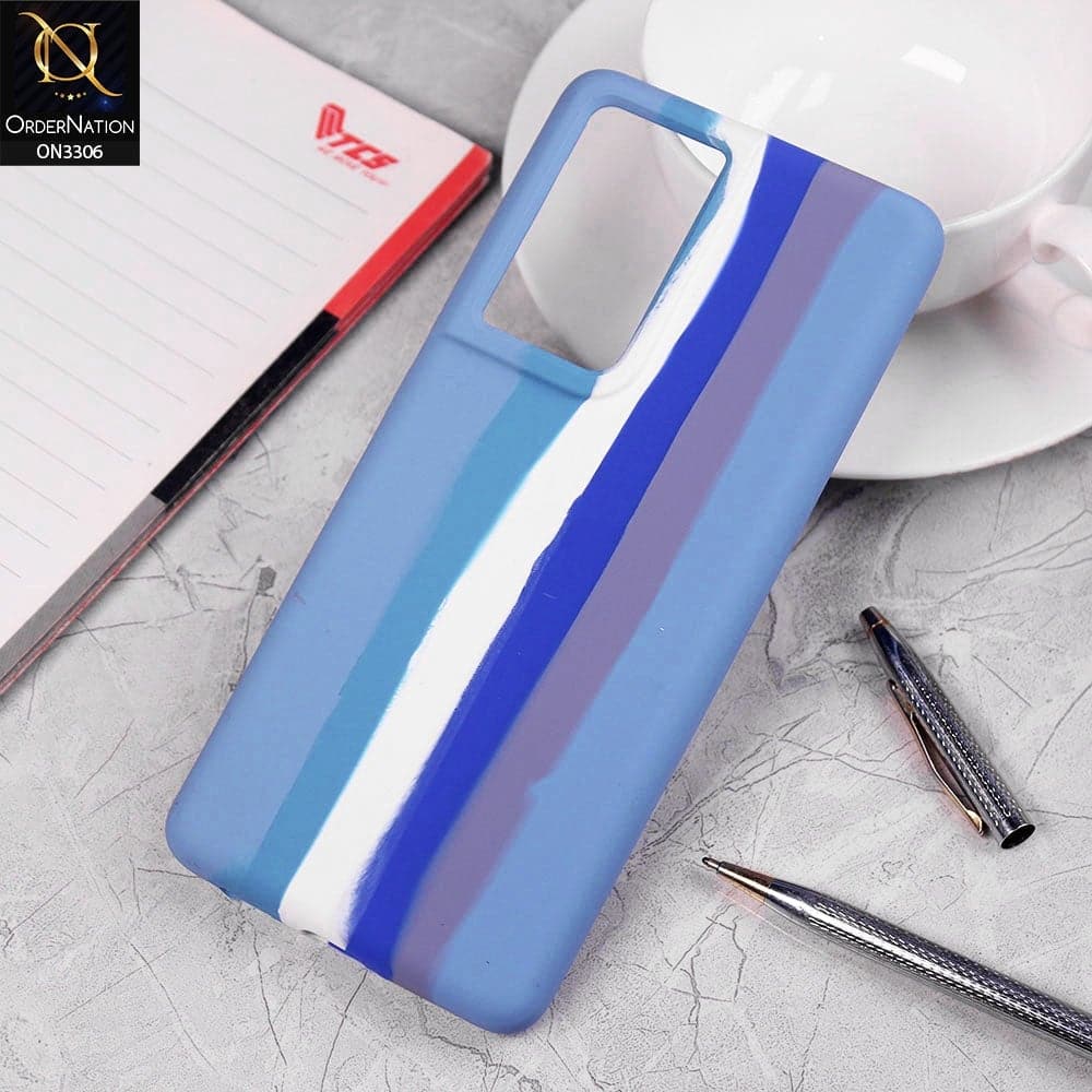 Samsung Galaxy S21 Ultra 5G Cover - Blue - New Silky Soft Silicone Rainbow Series Protective Case