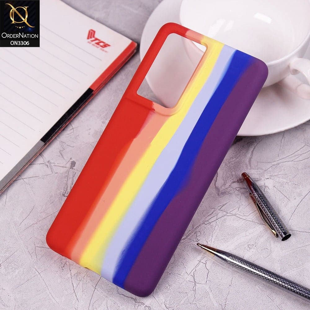 Samsung Galaxy S21 Ultra 5G Cover - Red - New Silky Soft Silicone Rainbow Series Protective Case