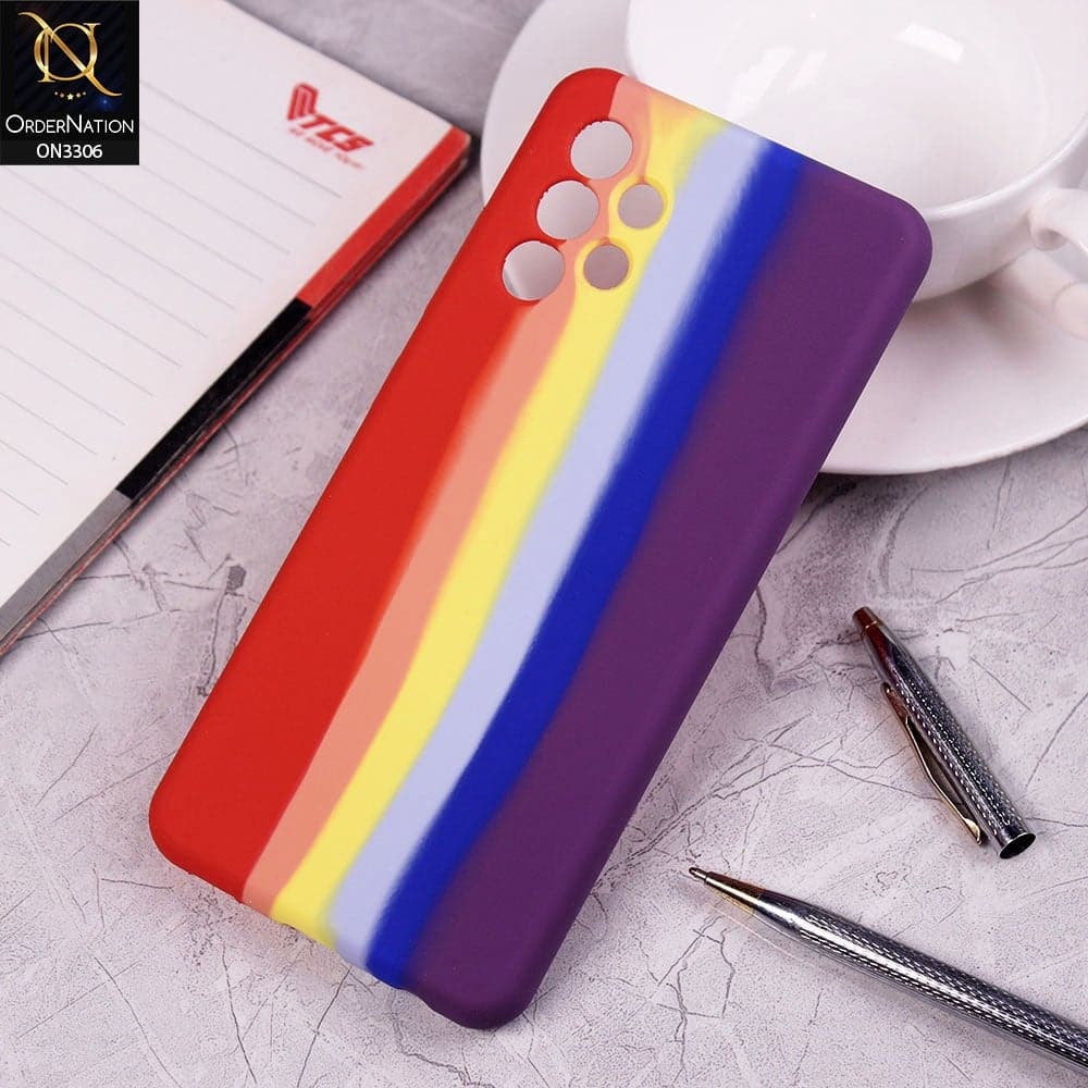Samsung Galaxy A32 Cover - Red - New Silky Soft Silicone Rainbow Series Case with Camera Protection