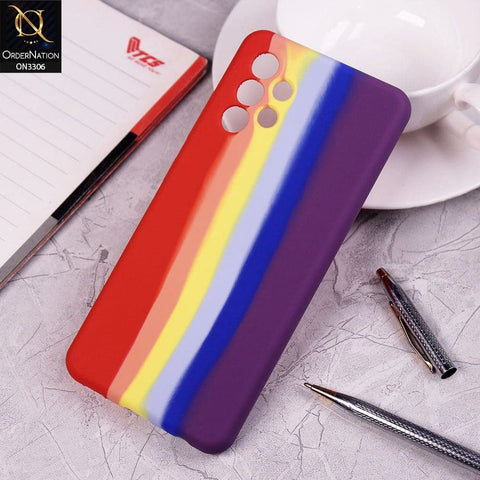 Samsung Galaxy A32 Cover - Red - New Silky Soft Silicone Rainbow Series Case with Camera Protection
