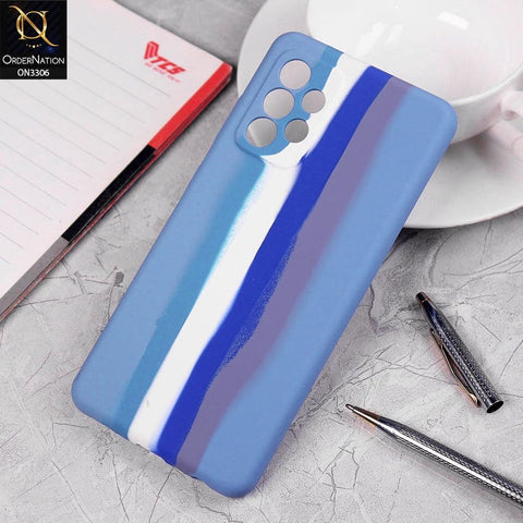 Samsung Galaxy A72 Cover - Blue - New Silky Soft Silicone Rainbow Series Case with Camera Protection