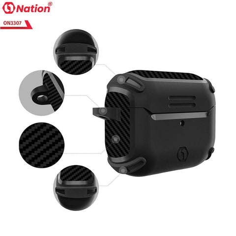 Apple Airpods Pro Cover - Black - ONation Quad Element Full Body Protective Soft Case