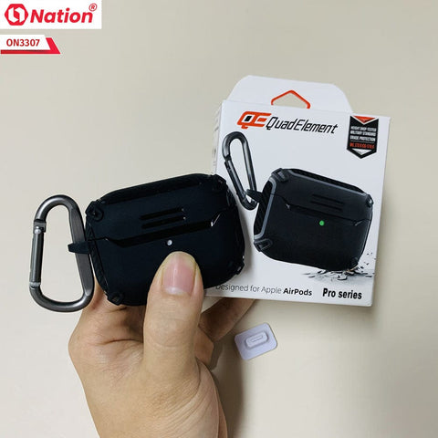 Apple Airpods 1 / 2 Cover - Black - ONation Quad Element Full Body Protective Soft Case