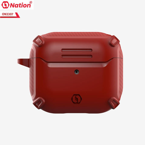 Apple Airpods 3rd Gen 2021 Cover - Red - ONation Quad Element Full Body Protective Soft Case