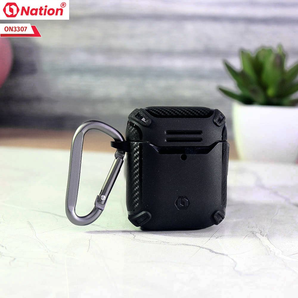 Apple Airpods 1 / 2 Cover - Black - ONation Quad Element Full Body Protective Soft Case