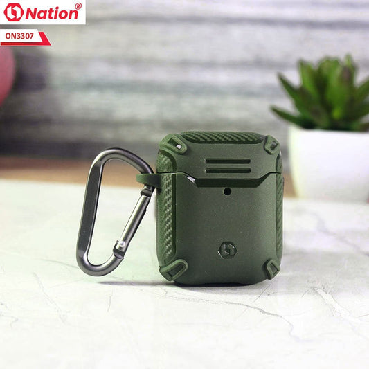 Apple Airpods 1 / 2 Cover - Military Green - ONation Quad Element Full Body Protective Soft Case
