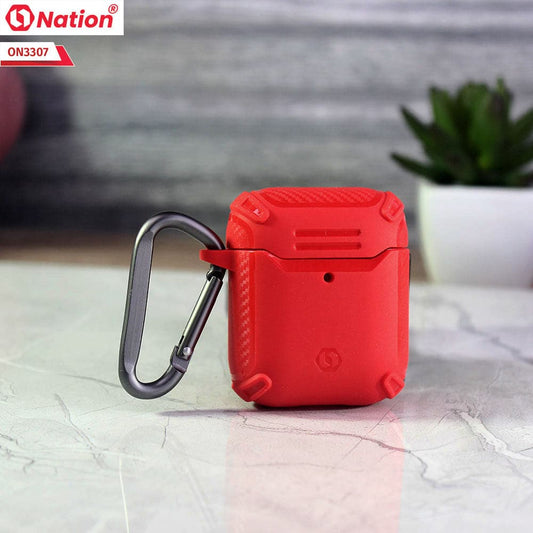 Apple Airpods 1 / 2 Cover - Red - ONation Quad Element Full Body Protective Soft Case