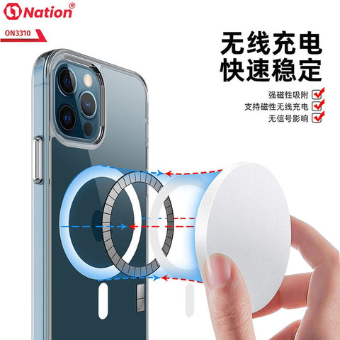 iPhone 13 Mini Cover - ONation MagSafe Series - Premium Quality No Yellowing Drop Tested Tpu+Pc Clear Soft Edges