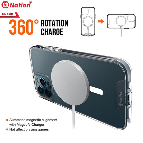 iPhone 13 Pro Max Cover - ONation MagSafe Series - Premium Quality No Yellowing Drop Tested Tpu+Pc Clear Soft Edges