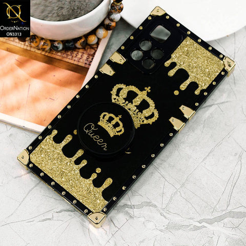 Xiaomi Poco M4 Pro 5G Cover - Black - Golden Electroplated Luxury Square Soft TPU Protective Case with Holder