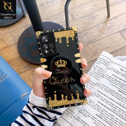 Xiaomi Redmi Note 11 Cover - Black - Golden Electroplated Luxury Square Soft TPU Protective Case with Holder