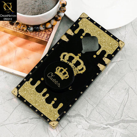 Vivo S1 Pro Cover - Black - Golden Electroplated Luxury Square Soft TPU Protective Case with Holder