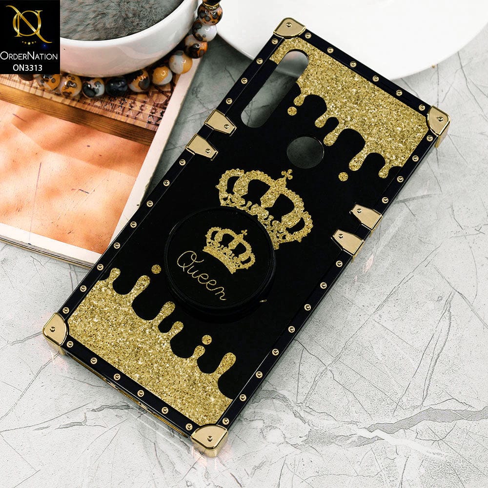 Honor 9X Cover Black Golden Electroplated Luxury Square Soft