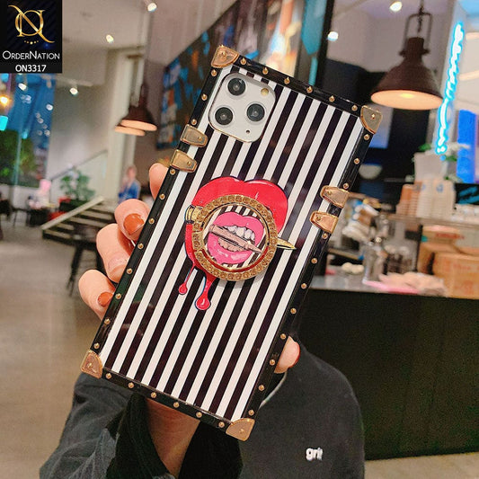 iPhone 11 Pro Max Cover - Design 2 - Stylish Trunk Chest Design Square Shape Soft Protective Case with Ring Holder