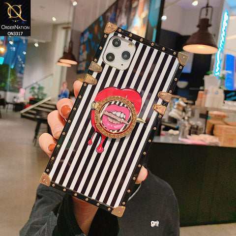 iPhone 11 Pro Max Cover - Design 2 - Stylish Trunk Chest Design Square Shape Soft Protective Case with Ring Holder