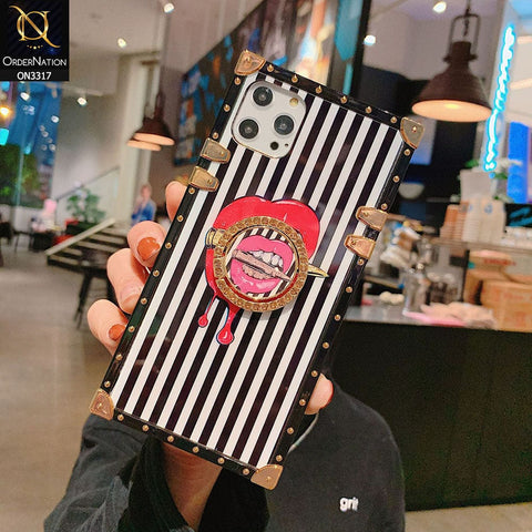 iPhone 13 Pro Max Cover - Design 2 - Stylish Trunk Chest Design Square Shape Soft Protective Case with Ring Holder