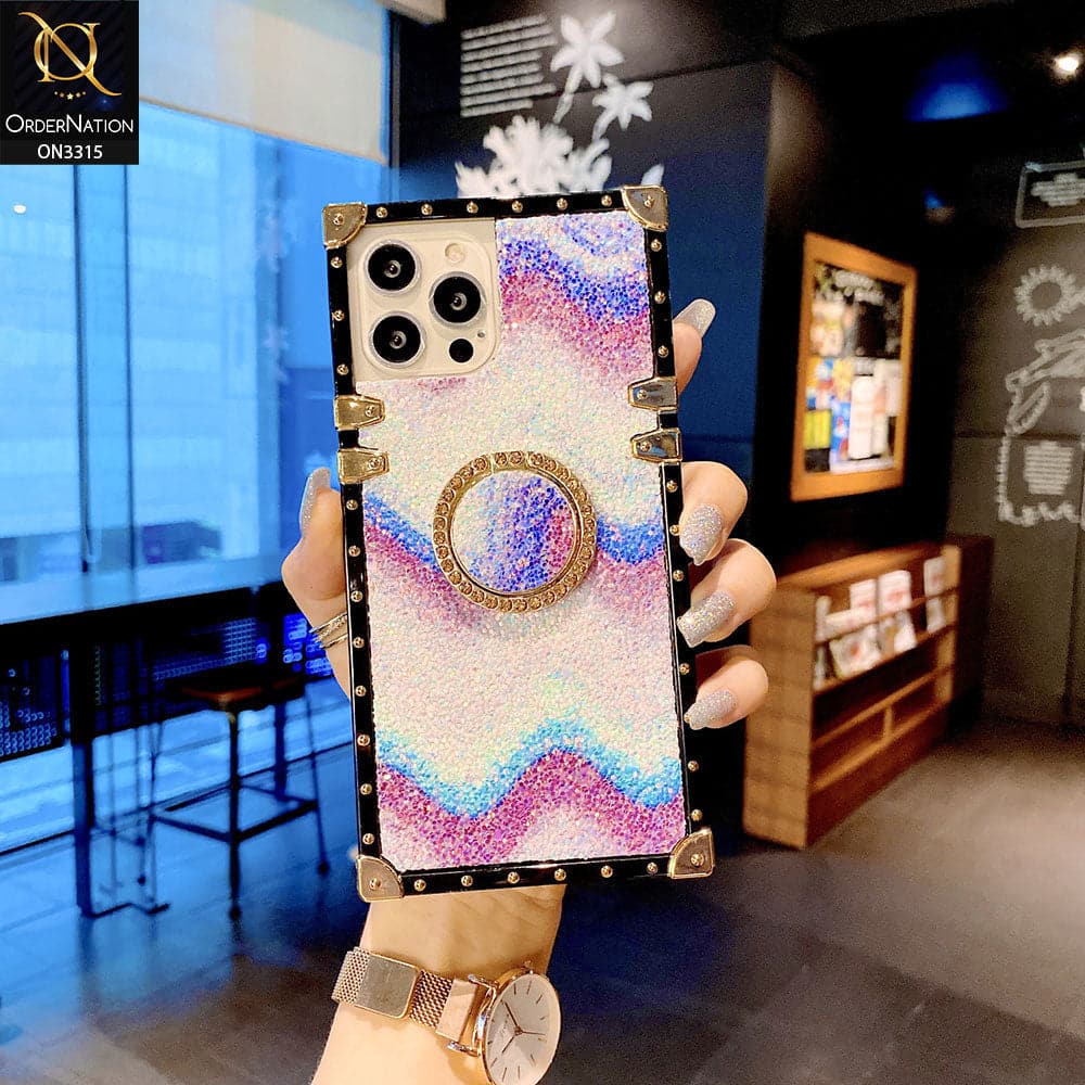 iPhone 13 Pro Max Cover - Purple - Shiny Bling Glitter Soft TPU Trunk Chest Protective Case with Ring Holder