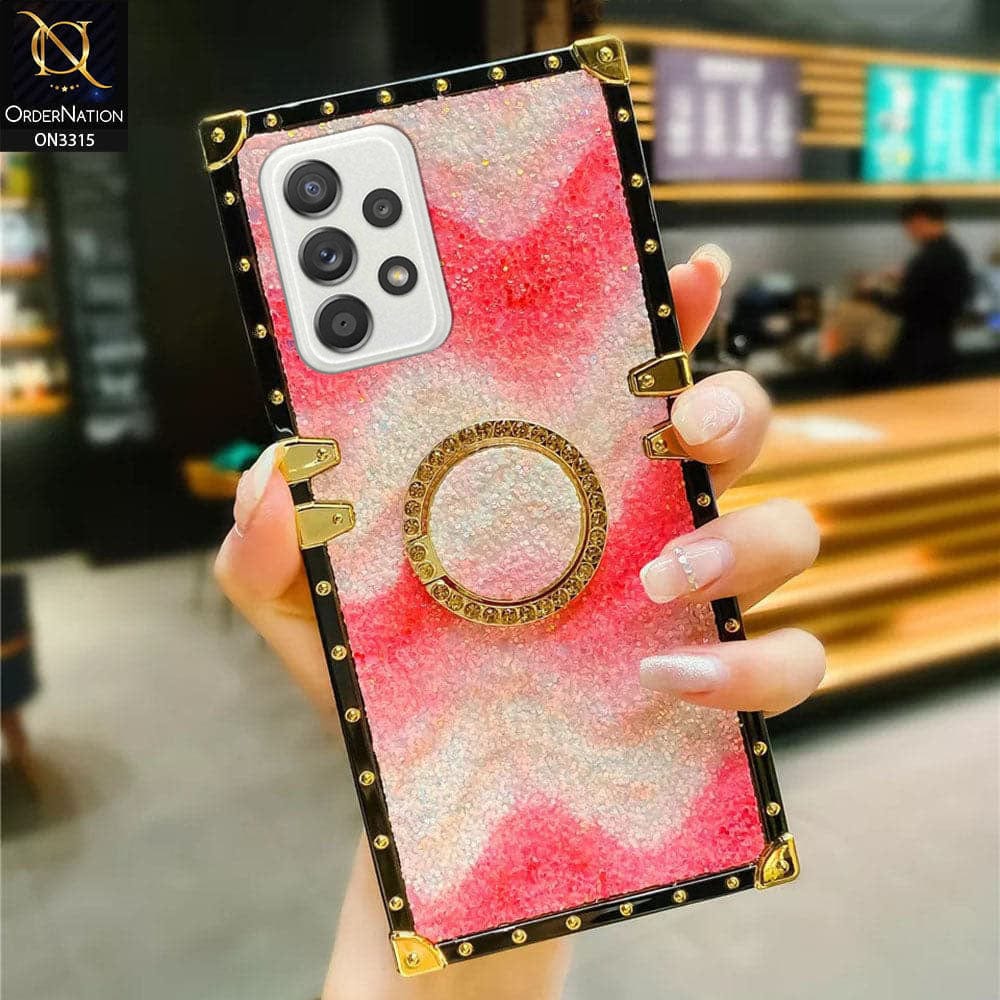 Samsung Galaxy A72 Cover - Pink - Shiny Bling Glitter Soft TPU Trunk Chest Protective Case with Ring Holder