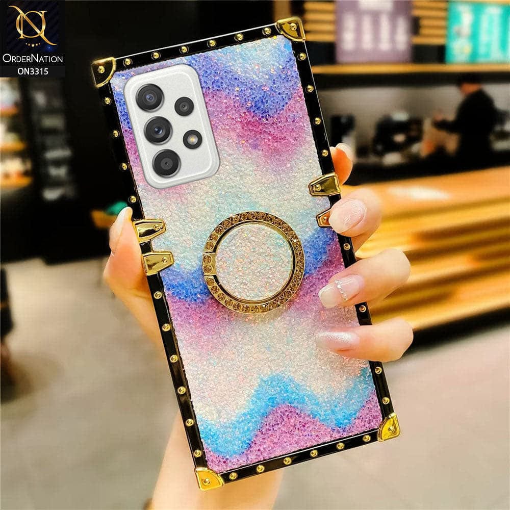 Samsung Galaxy A72 Cover - Purple - Shiny Bling Glitter Soft TPU Trunk Chest Protective Case with Ring Holder