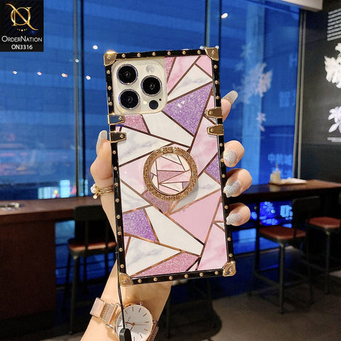 Oppo A16 Cover - Design 1 - Smart Mosaic Marble and Glitter Trunk Style Soft Case Without Strap