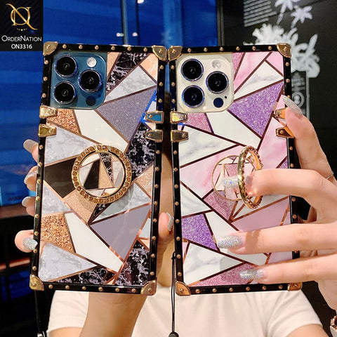 Samsung Galaxy A72 Cover - Design 2 - Smart Mosaic Marble and Glitter Trunk Style Soft Case