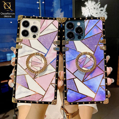 Huawei Nova 7i Cover - Design 1 - Smart Mosaic Marble and Glitter Trunk Style Soft Case Without Strap