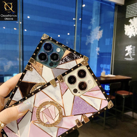 Samsung Galaxy A51 Cover - Design 3 - Smart Mosaic Marble and Glitter Trunk Style Soft Case Without Strap