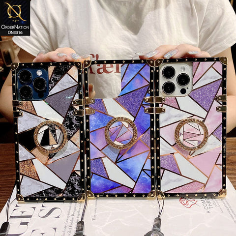 Samsung Galaxy A51 Cover - Design 3 - Smart Mosaic Marble and Glitter Trunk Style Soft Case Without Strap