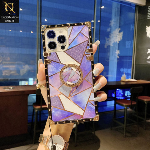Oppo Reno Cover - Design 1 - Smart Mosaic Marble and Glitter Trunk Style Soft Case Without Strap Without Strap