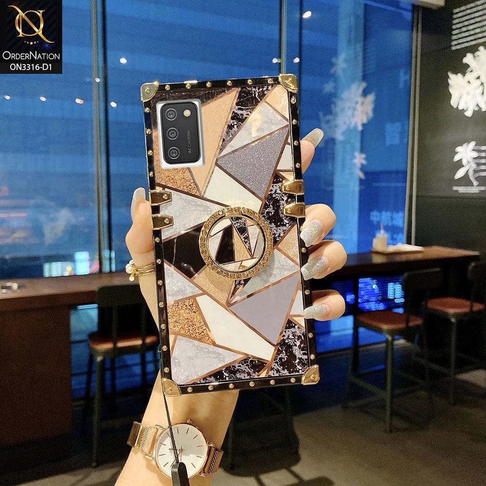 Samsung Galaxy M02s Cover - Design 1 - Smart Mosaic Marble and Glitter Trunk Style Soft Case
